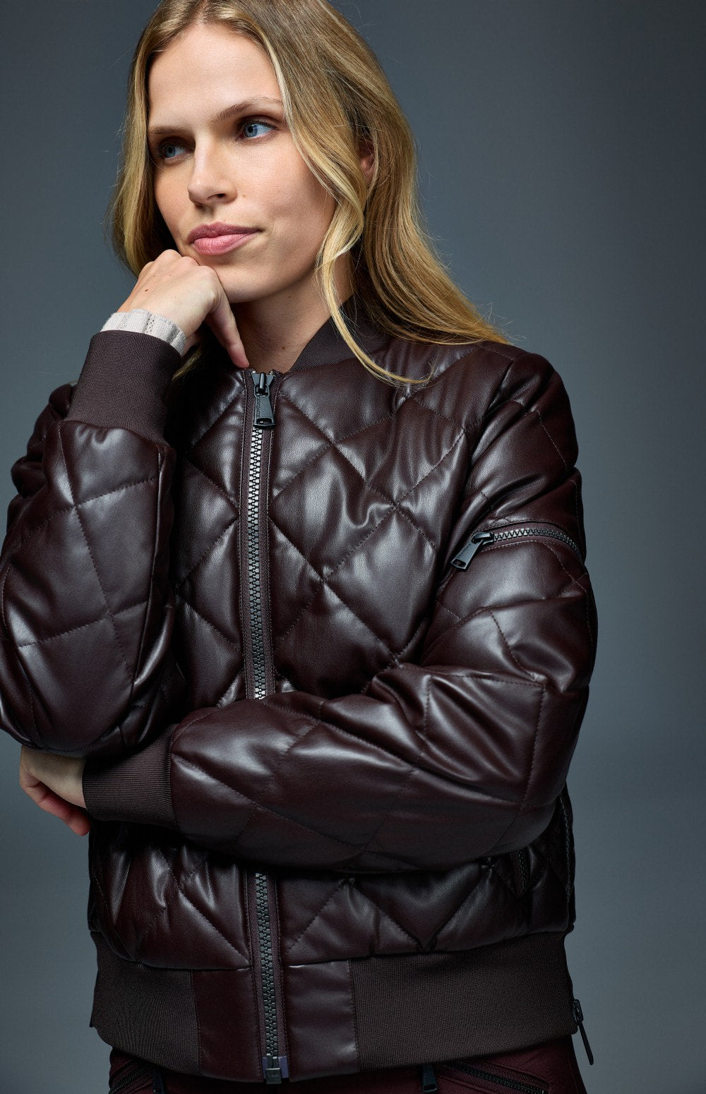 Metro Faux Leather Bomber Jacket, Cabernet | Alp N Rock Alp N Rock Womens Outerwear Metro Faux Leather Bomber Jacket | Cabernet