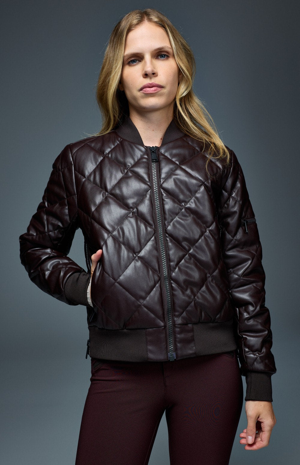 Metro Faux Leather Bomber Jacket, Cabernet | Alp N Rock Alp N Rock Womens Outerwear Metro Faux Leather Bomber Jacket | Cabernet
