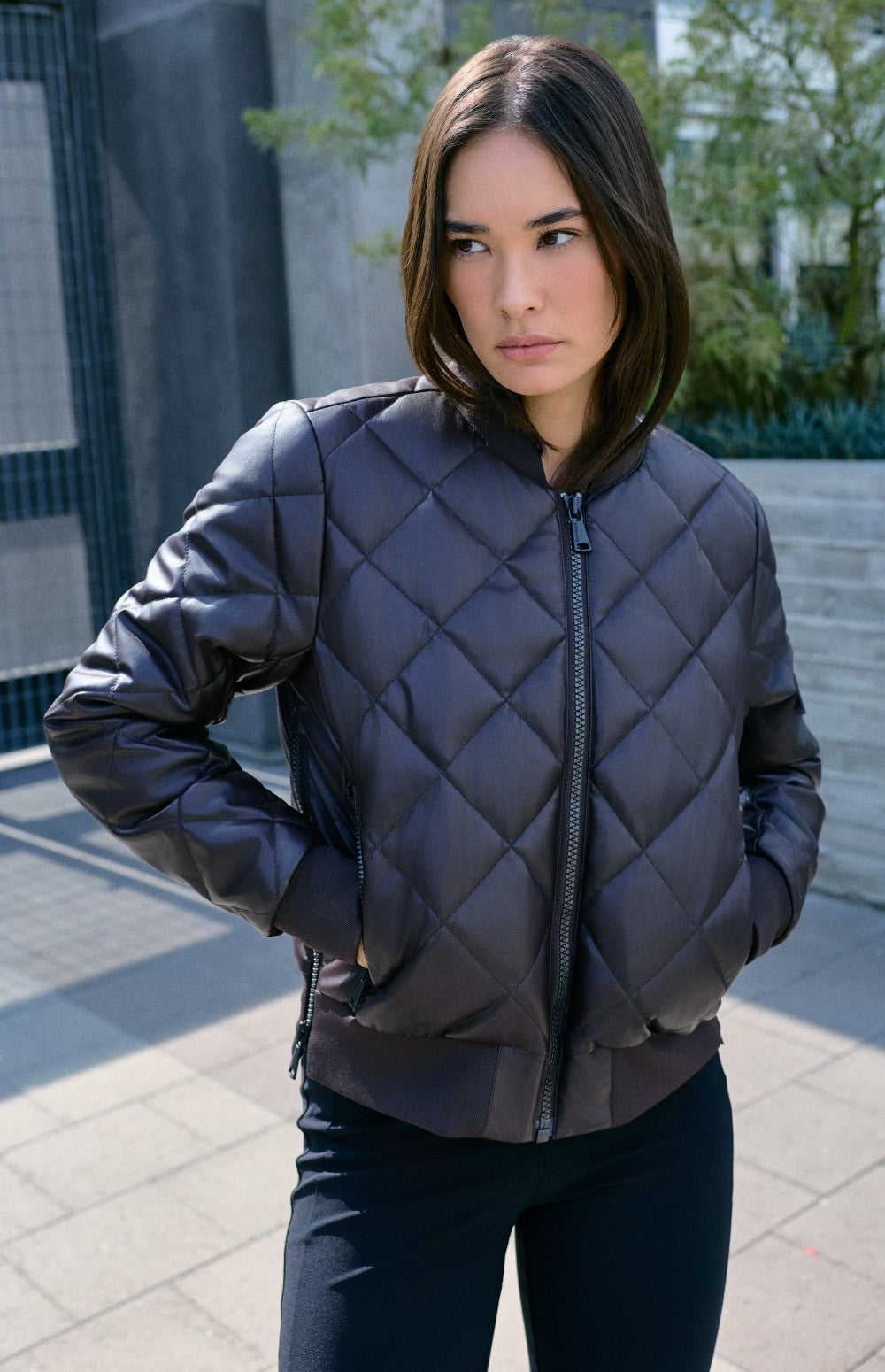 Alp N Rock Catalina Jacket, dark red jacket for women with high neck and slant pockets