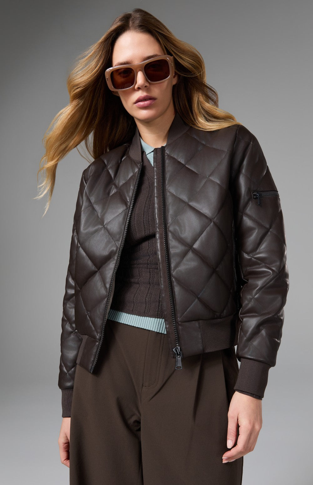 Alp N Rock Catalina Jacket, lightweight dark brown jacket for women with high neck and slant pockets