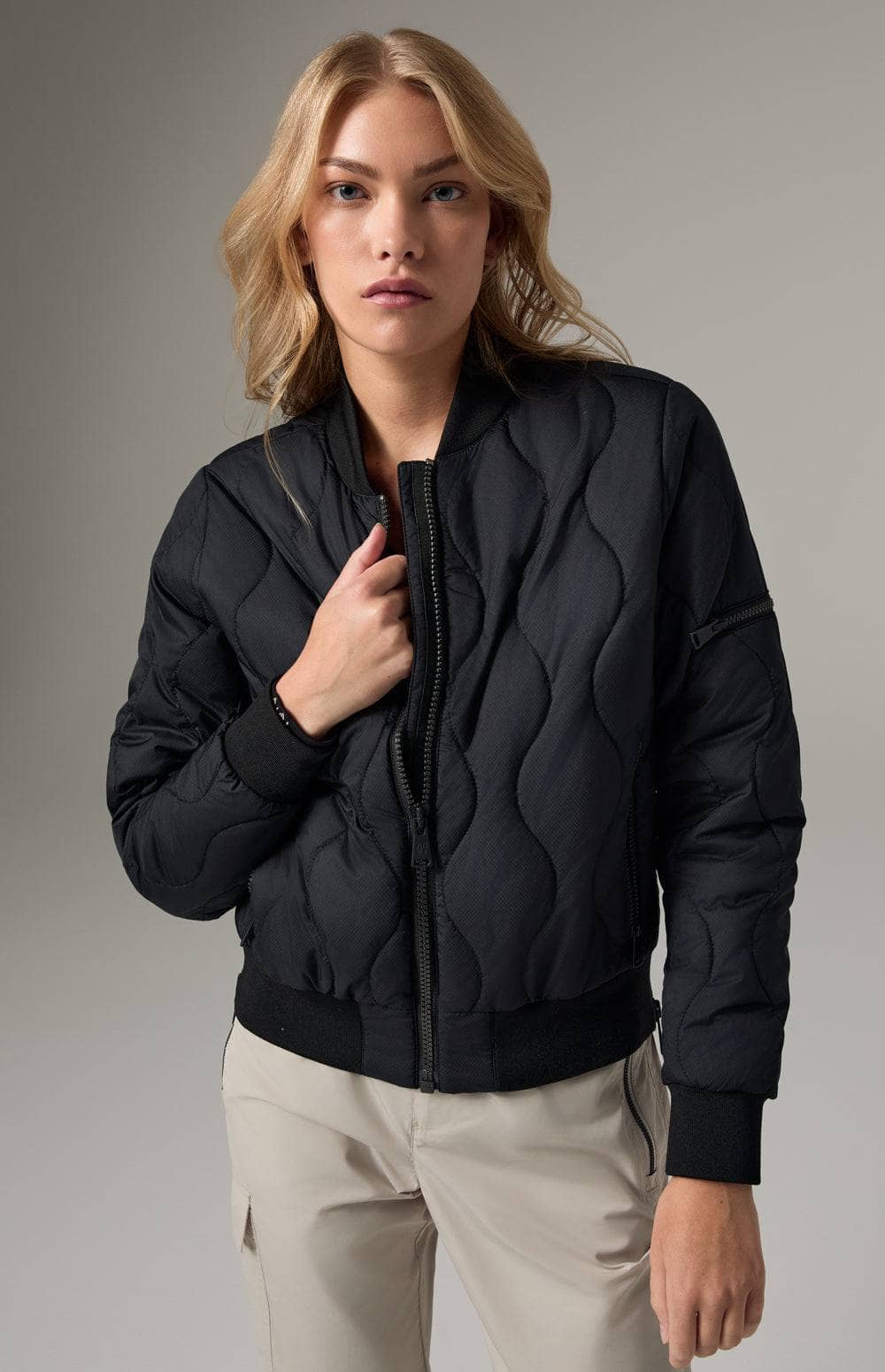 Alp N Rock Metro Bomber Jacket, Women's Black Quilted Bomber Jacket