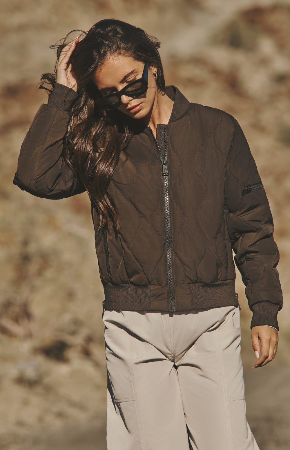 Alp N Rock Metro Jacket, dark brown quilted bomber jacket for women