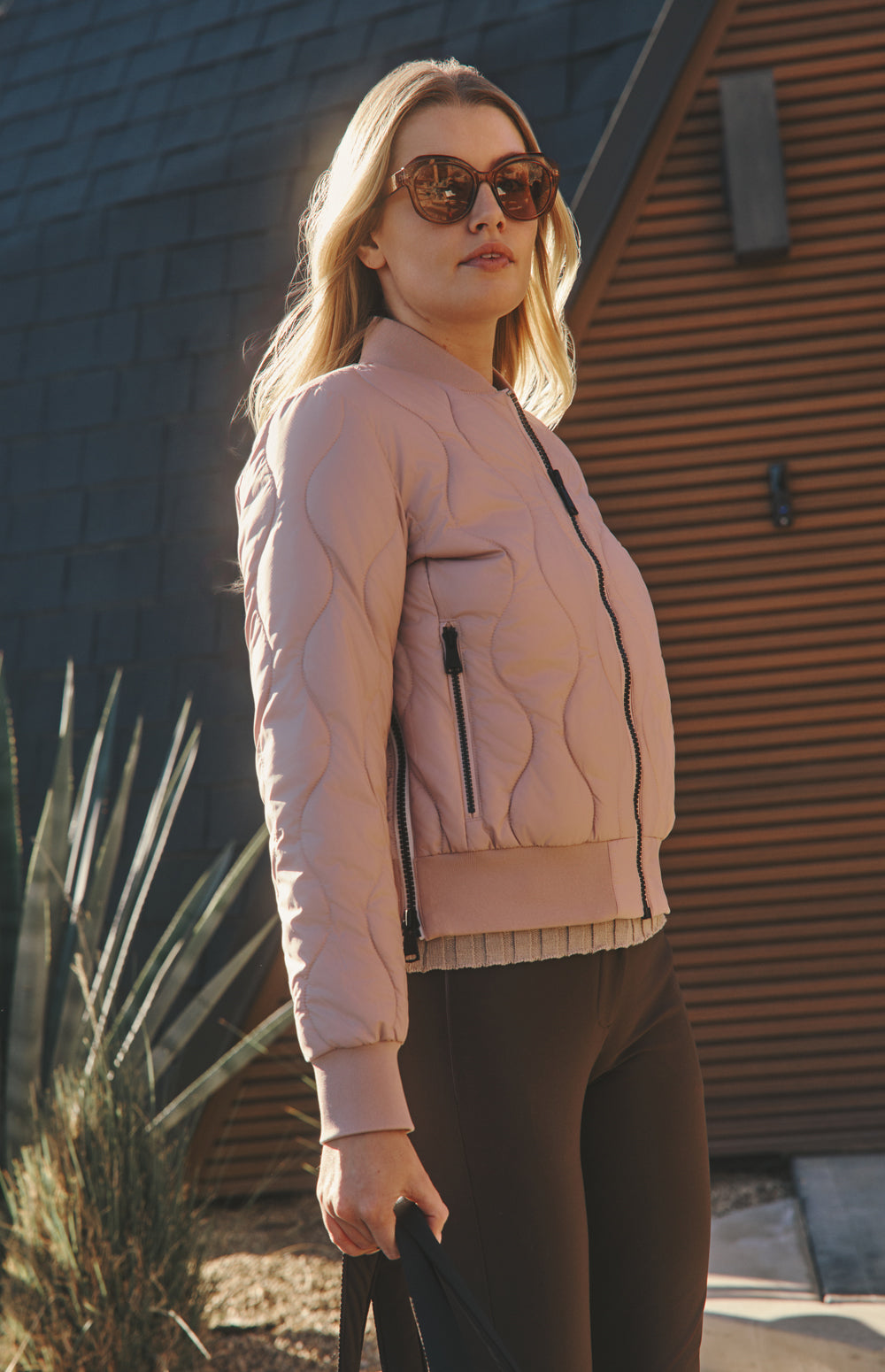 Alp N Rock Metro Jacket, pink quilted bomber jacket for women
