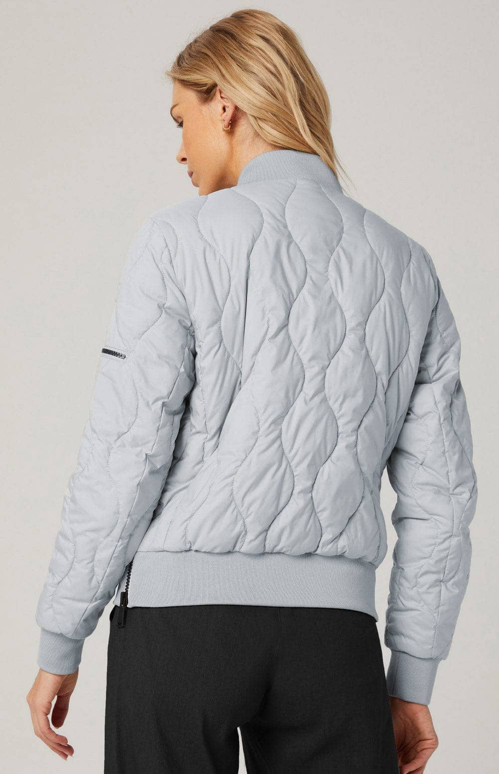 Alp N Rock Metro Bomber Jacket, Women's Silver Grey Quilted Bomber Jacket