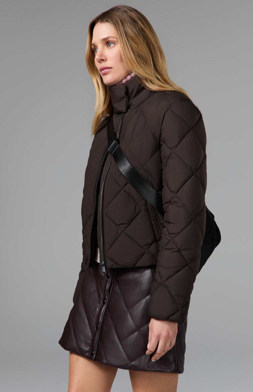Alp N Rock Ridgewood Funnel Neck Jacket, dark brown funnel neck jacket with diamond quilting for women