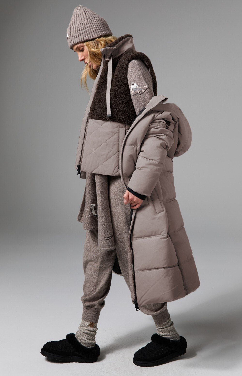 Alp N Rock Salzburg Hooded Long Jacket, taupe long hooded winter coat with quilting for women