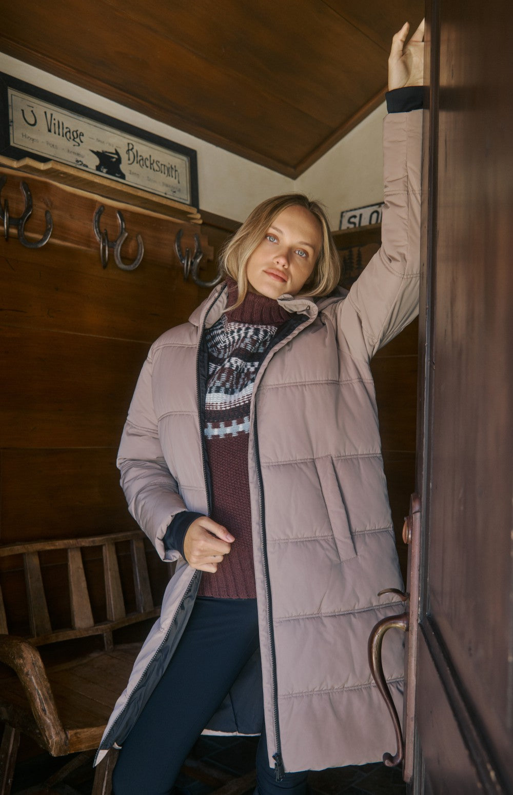 Alp N Rock Salzburg Hooded Long Jacket, taupe long hooded winter coat with quilting for women