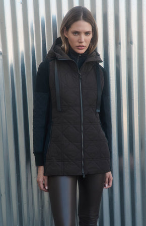 Sinclair Hooded Long Vest Coffee