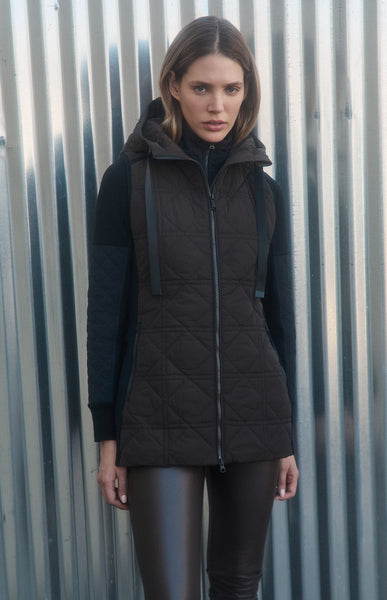 Sinclair Hooded Long Vest, Coffee | Alp N Rock