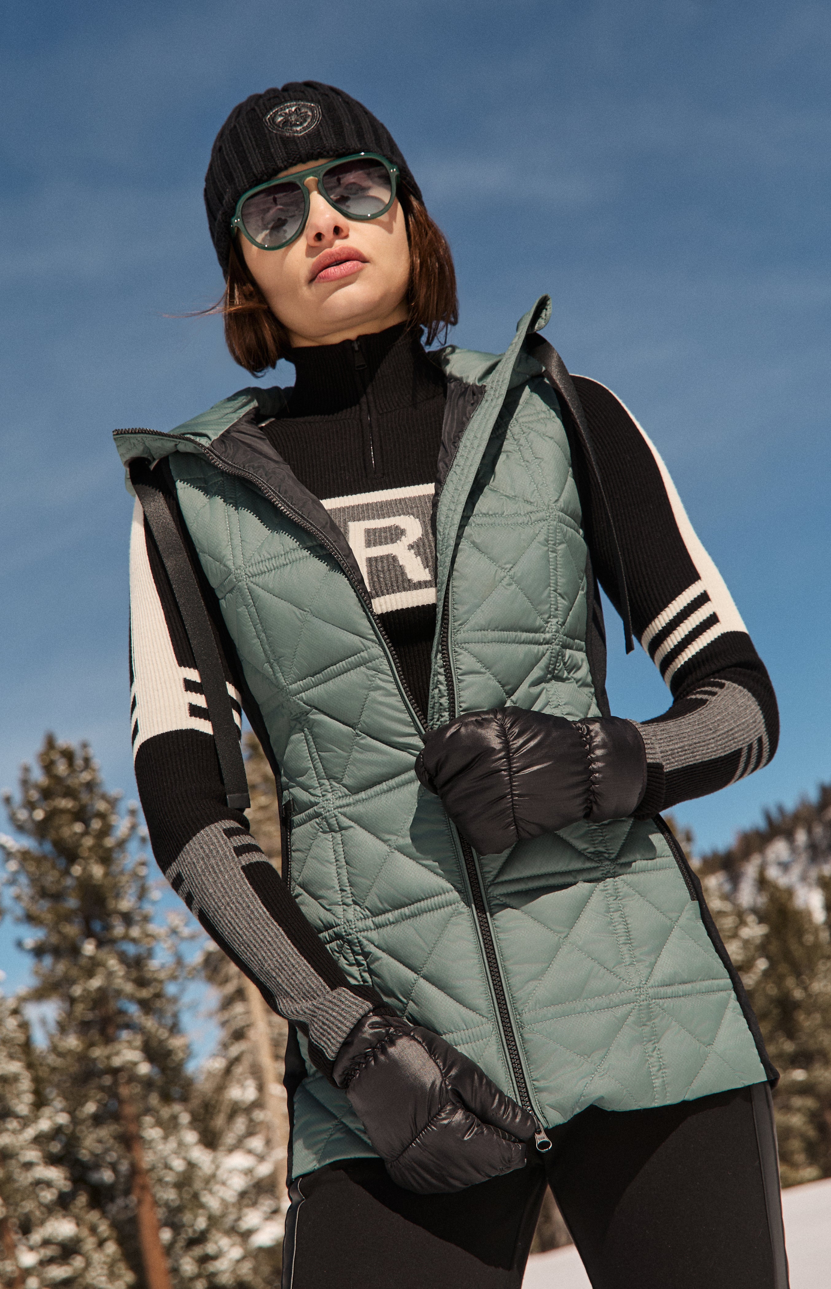 Sinclair Hooded Long Vest, Eucalyptus | Alp N Rock