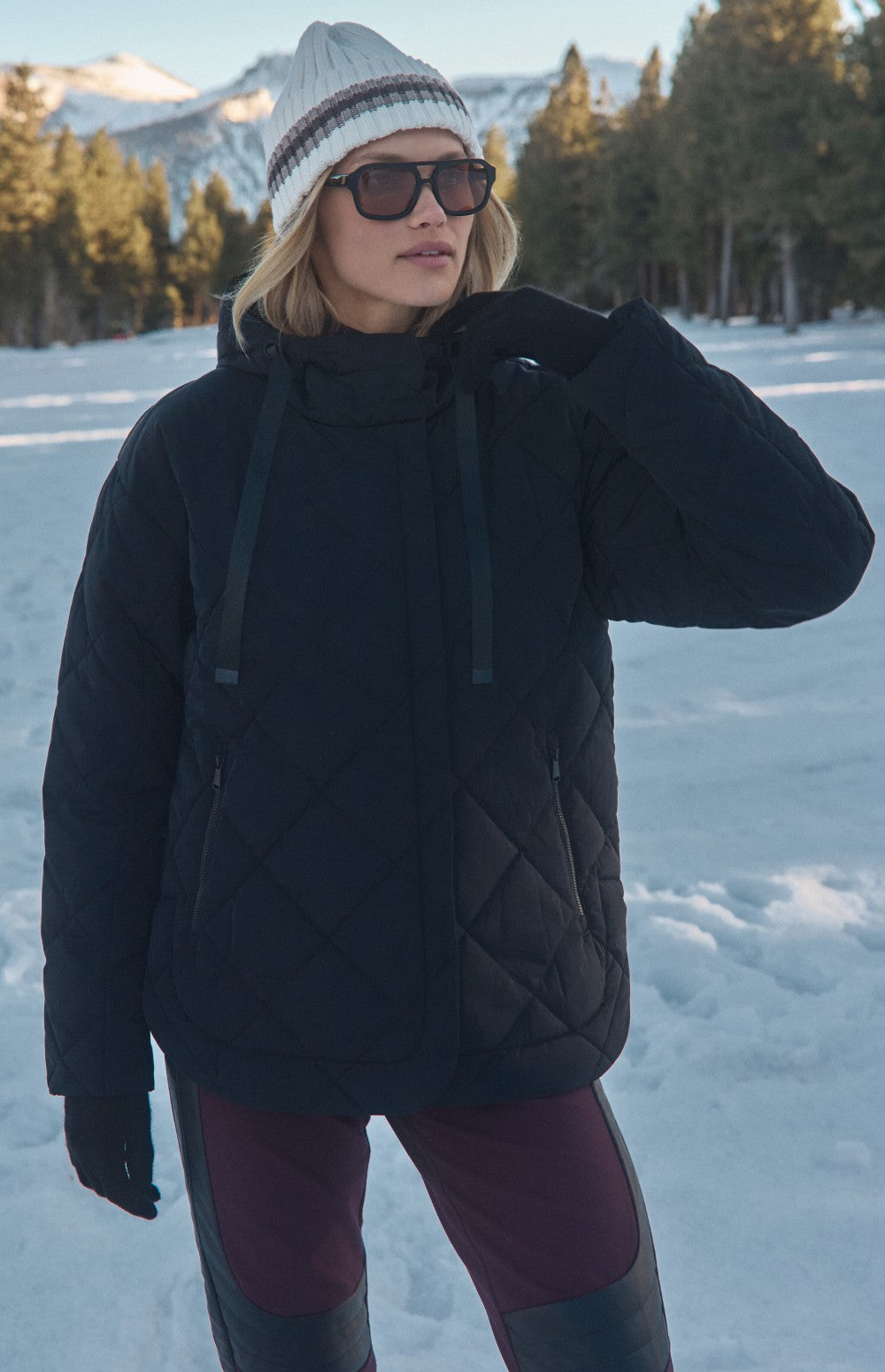 Alp N Rock Skyline Hooded Jacket, black puffer jacket with hood for women 