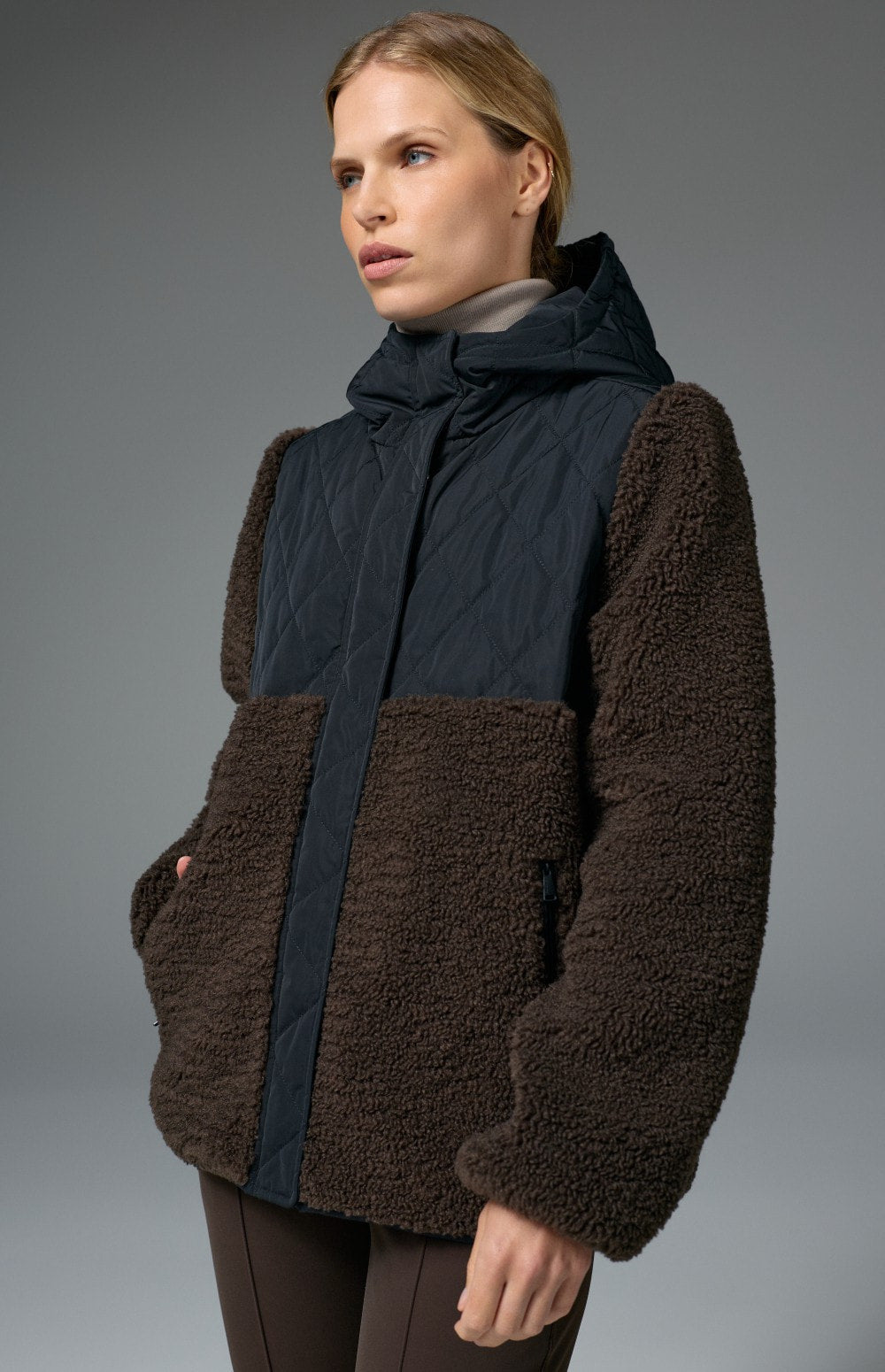 Tahoe Hooded Shearling Jacket, Black/Coffee | Alp N Rock Alp N Rock Womens Outerwear Tahoe Hooded Shearling Jacket | Black/Coffee