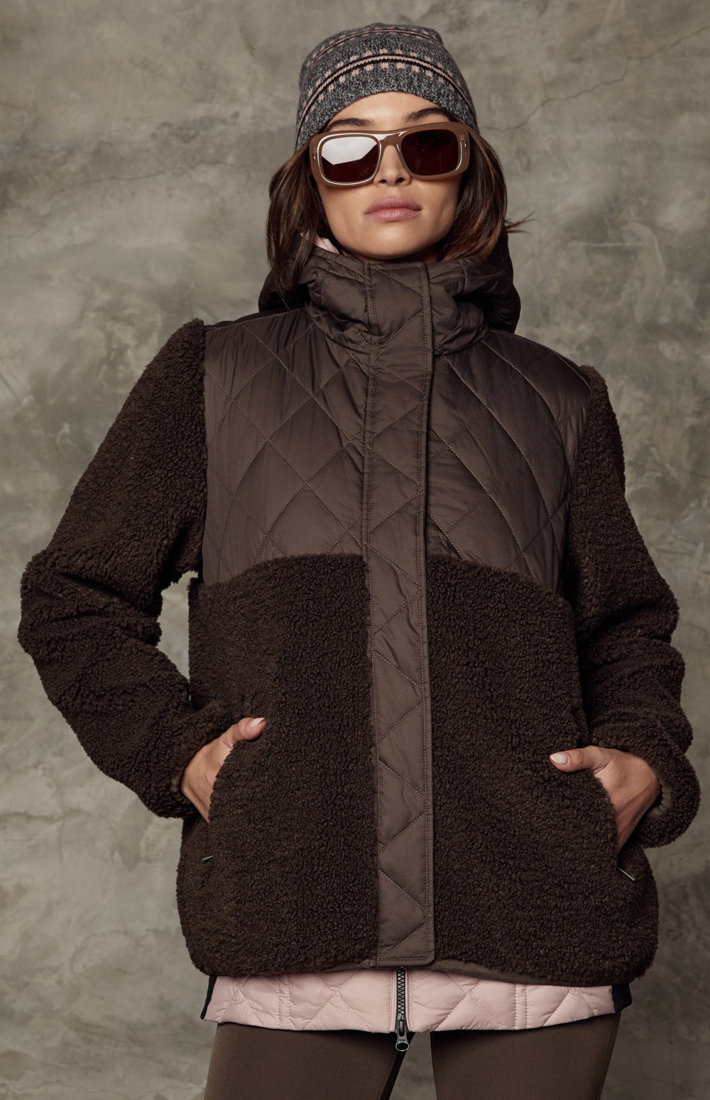 Alp N Rock Tahoe Jacket, brown shearling jacket with hood for women