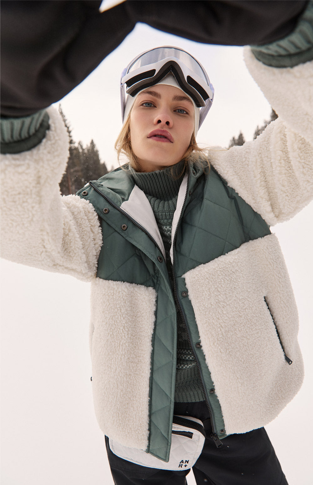 Tahoe Hooded Shearling Jacket, Eucalyptus | Alp N Rock Alp N Rock Womens Outerwear Tahoe Hooded Shearling Jacket | Eucalyptus