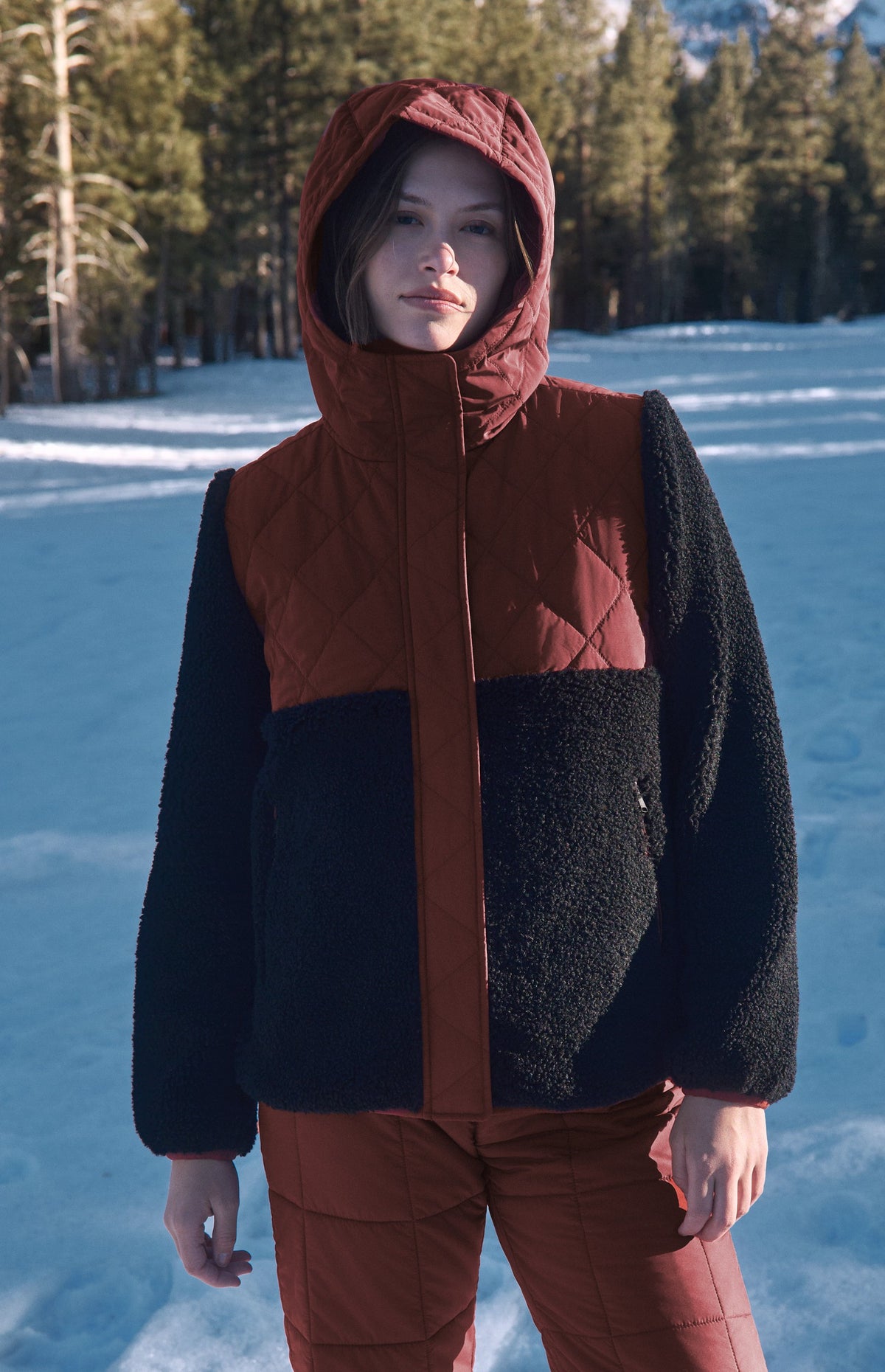 Tahoe Hooded Shearling Jacket, Russet | Alp N Rock Alp N Rock Womens Outerwear Tahoe Hooded Shearling Jacket | Russet