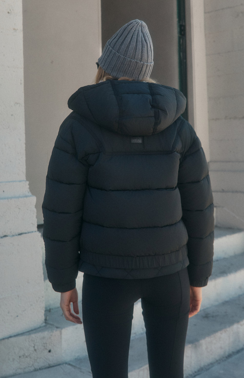 Alp N Rock Whitney Puffer Jacket, warm black puffer jacket with hood for women