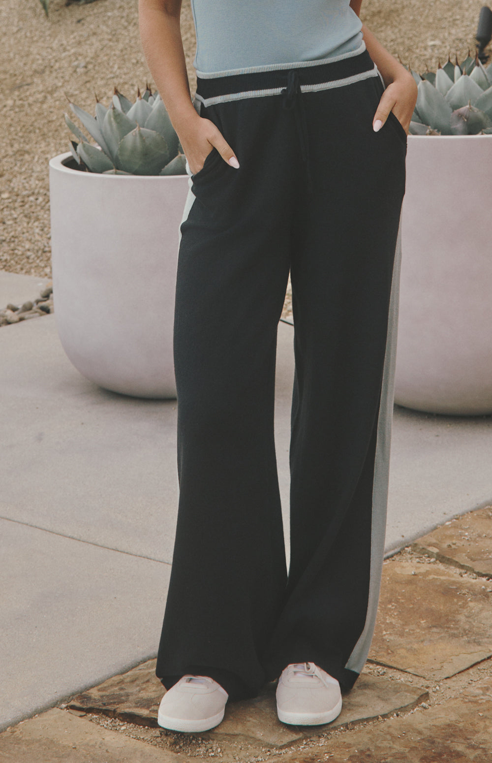 August Wide Leg Knit Lounge Pant, Black | Alp N Rock