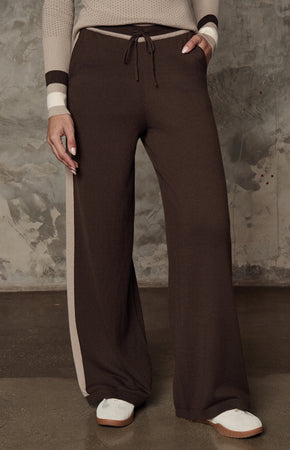 August Wide Leg Knit Lounge Pant Coffee