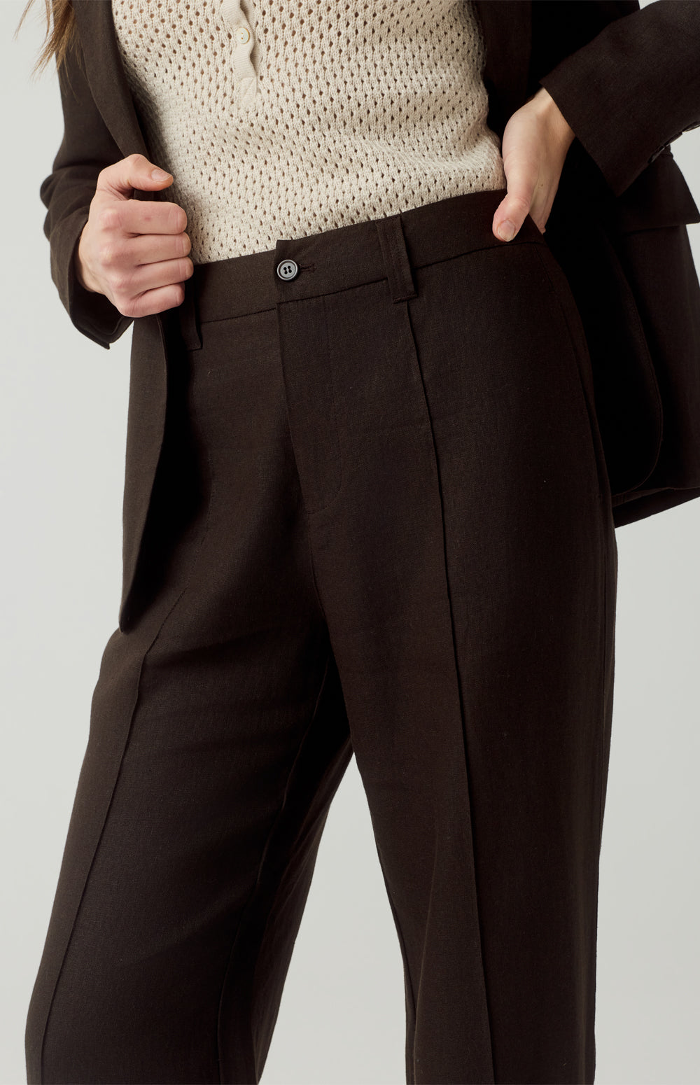 Alp N Rock Bianca Pant, dark brown wide leg linen pant for women