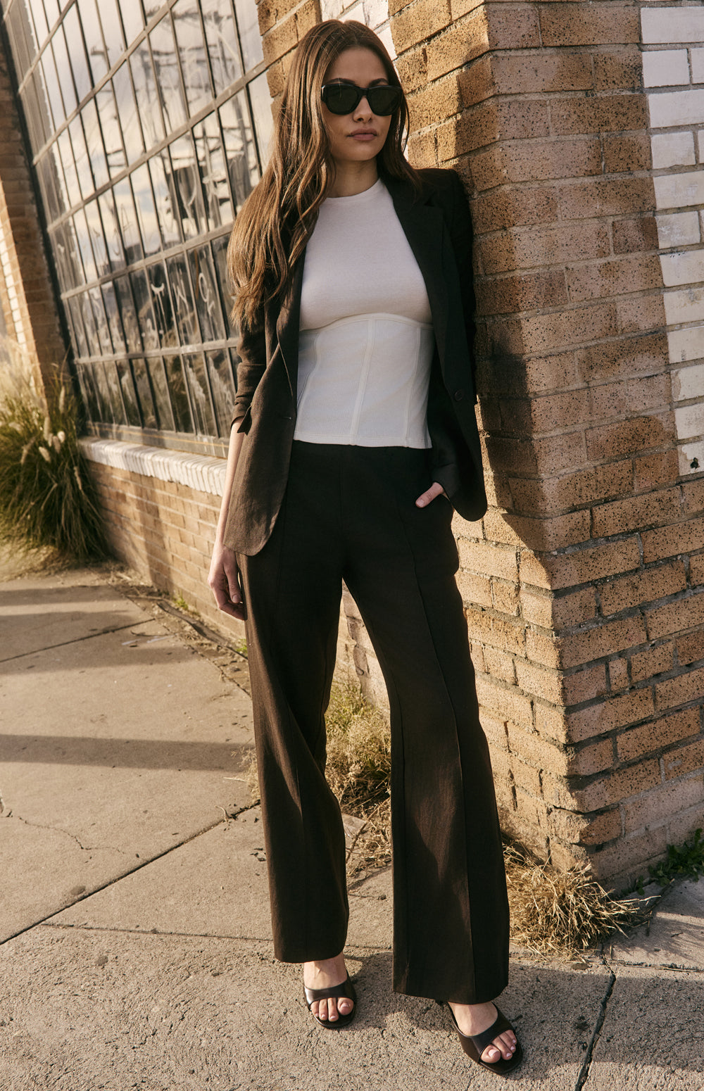 Alp N Rock Bianca Pant, dark brown wide leg linen pant for women