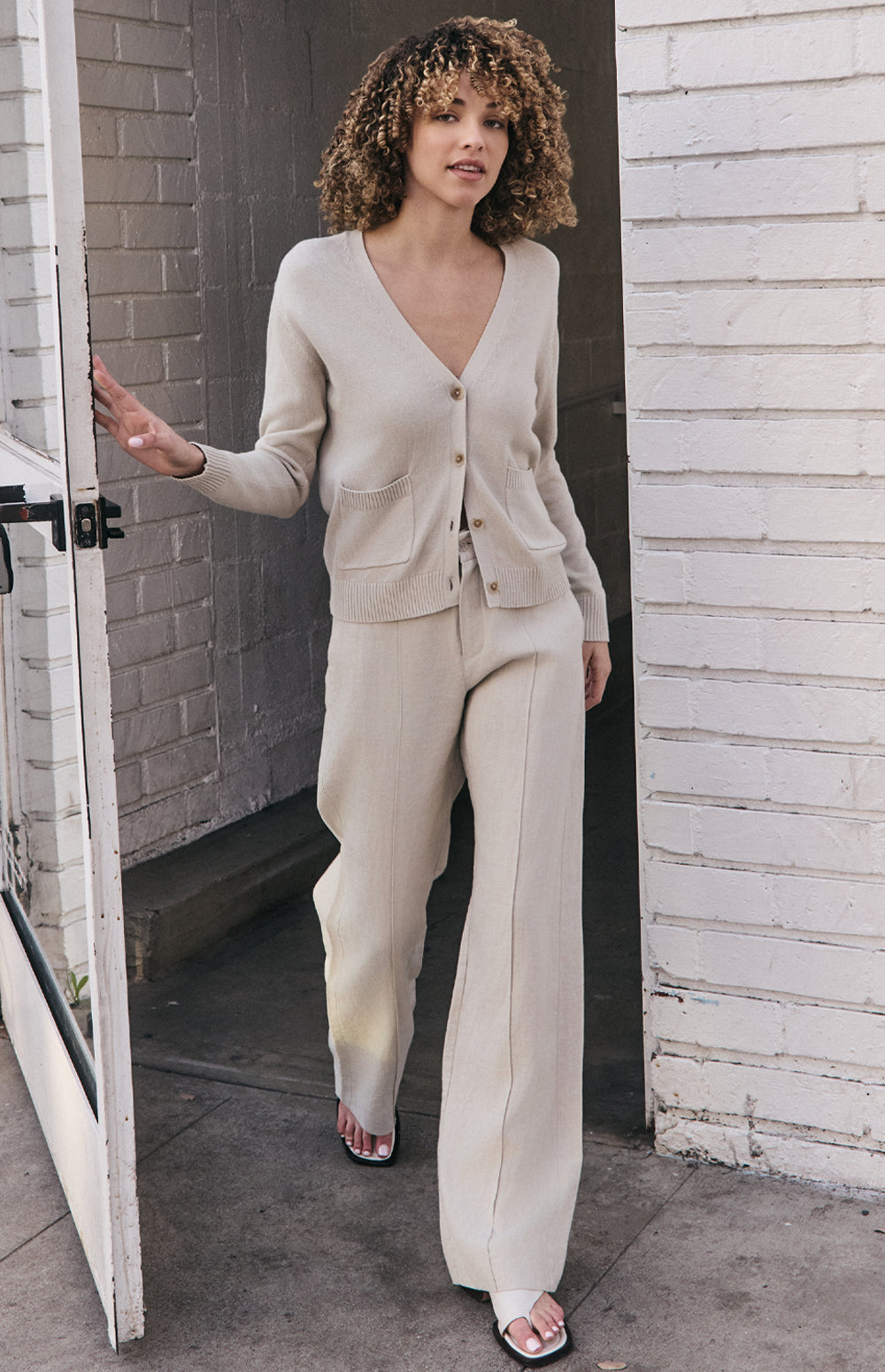 Alp N Rock Bianca Pant, beige wide leg linen pant for women