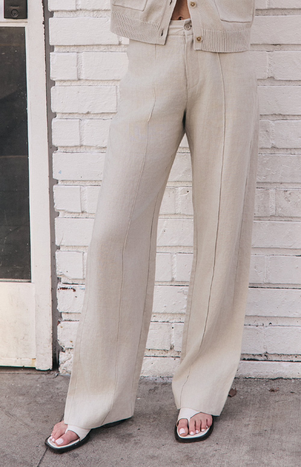 Alp N Rock Bianca Pant, beige wide leg linen pant for women