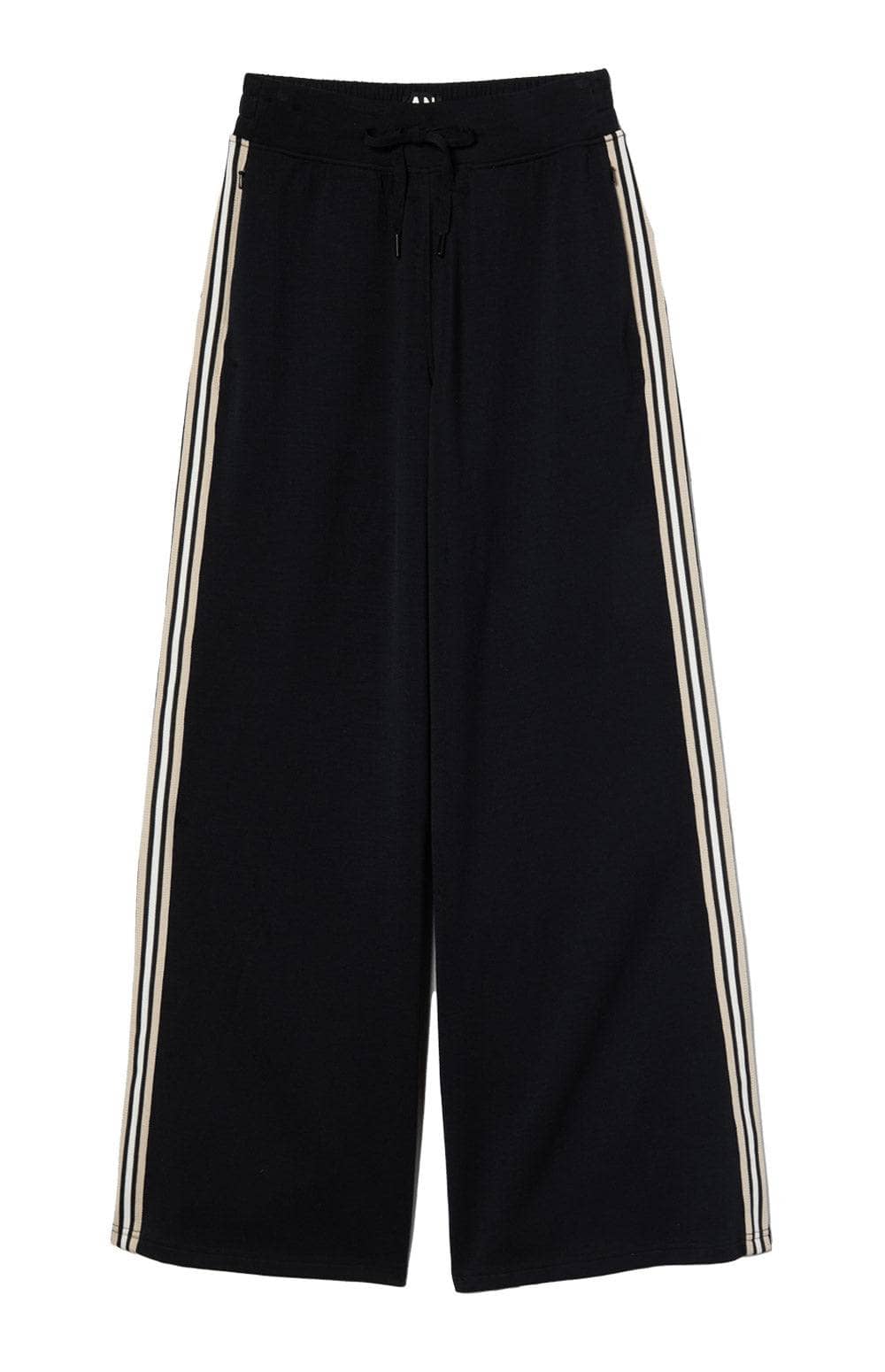 Alp N Rock Blake Pant, Women's Black Track Pant with Beige and White Stripes Down the Leg