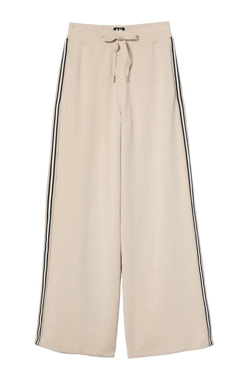 Alp N Rock Blake Pant, Women's Beige Track Pant with Black and White Stripes Down the Leg