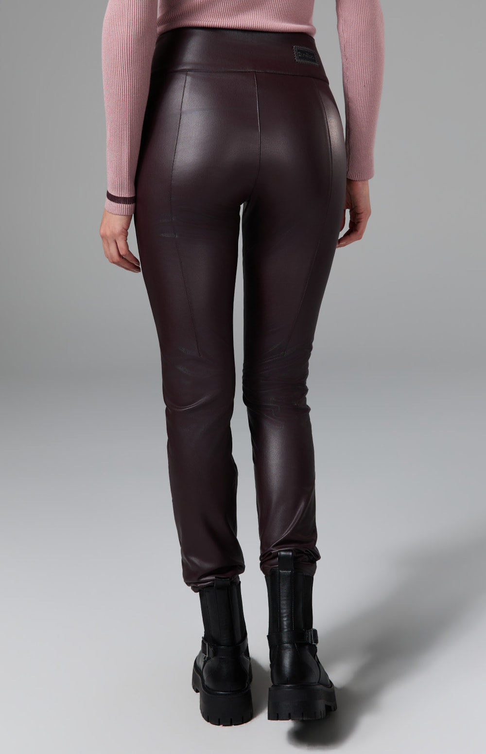 Alp N Rock Geneva Faux Leather Techno Pant, dark red faux leather fitted pants