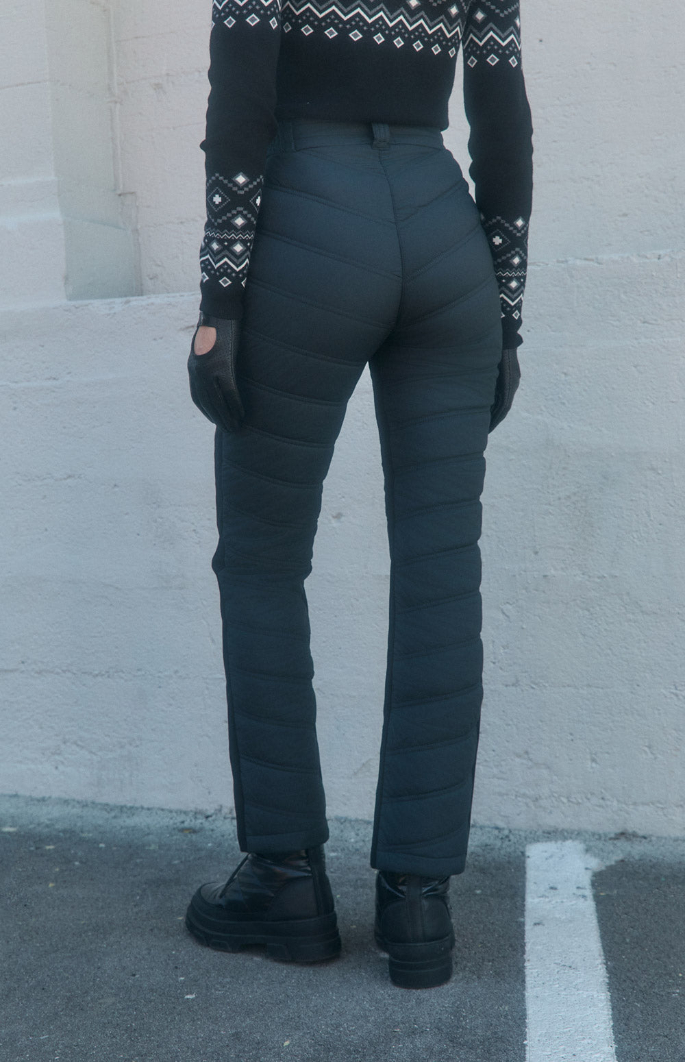 Alp N Rock Kaja Pant, black quilted cold weather straight leg pant for women