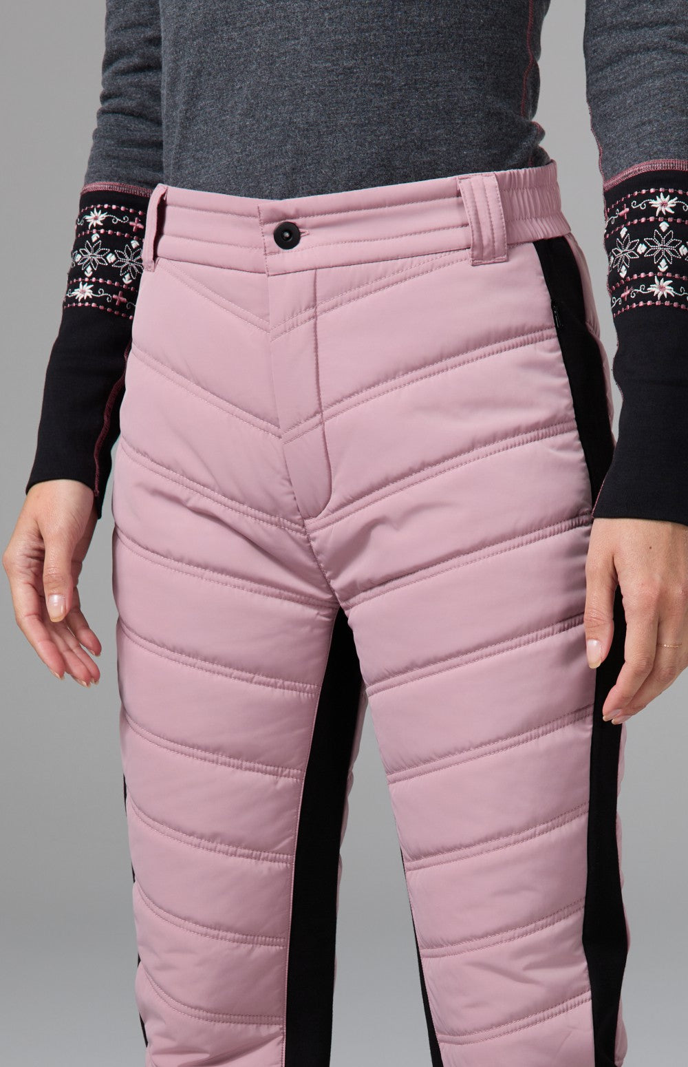 Alp N Rock Kaja Pant, light pink quilted cold weather straight leg pant for women