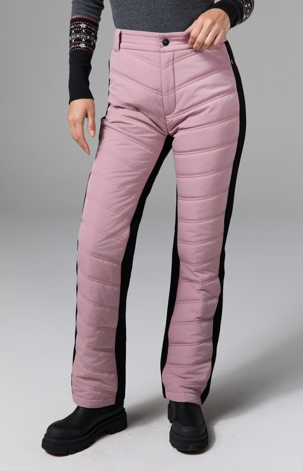 Alp N Rock Kaja Pant, light pink quilted cold weather straight leg pant for women