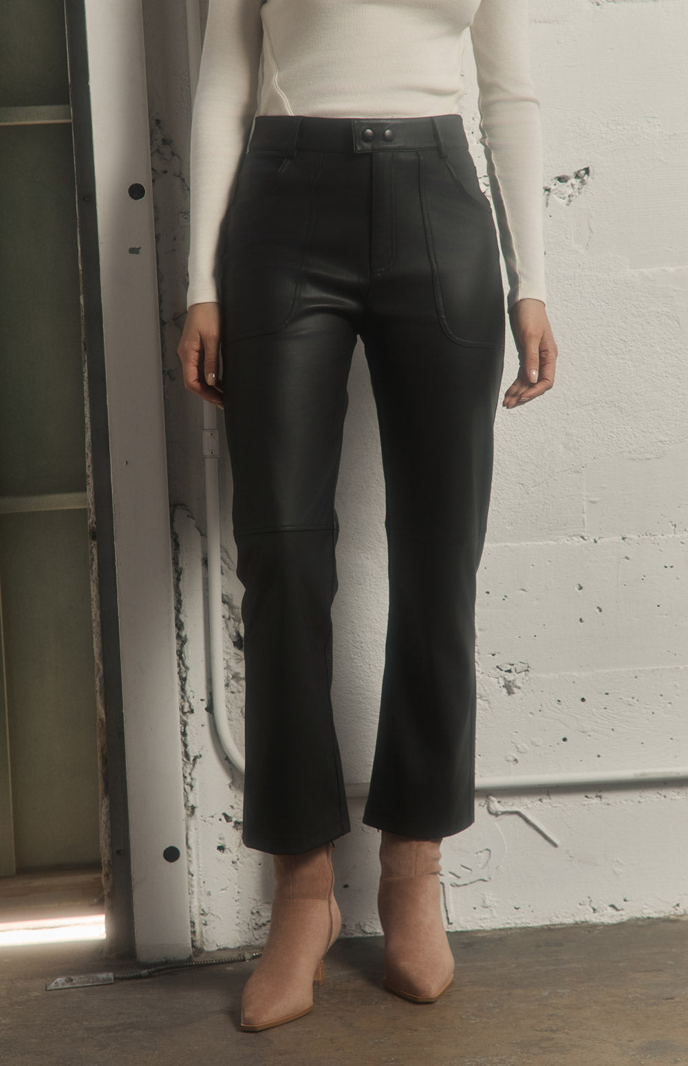 Alp N Rock Kennidy Pant, cropped flare black faux leather pant for women