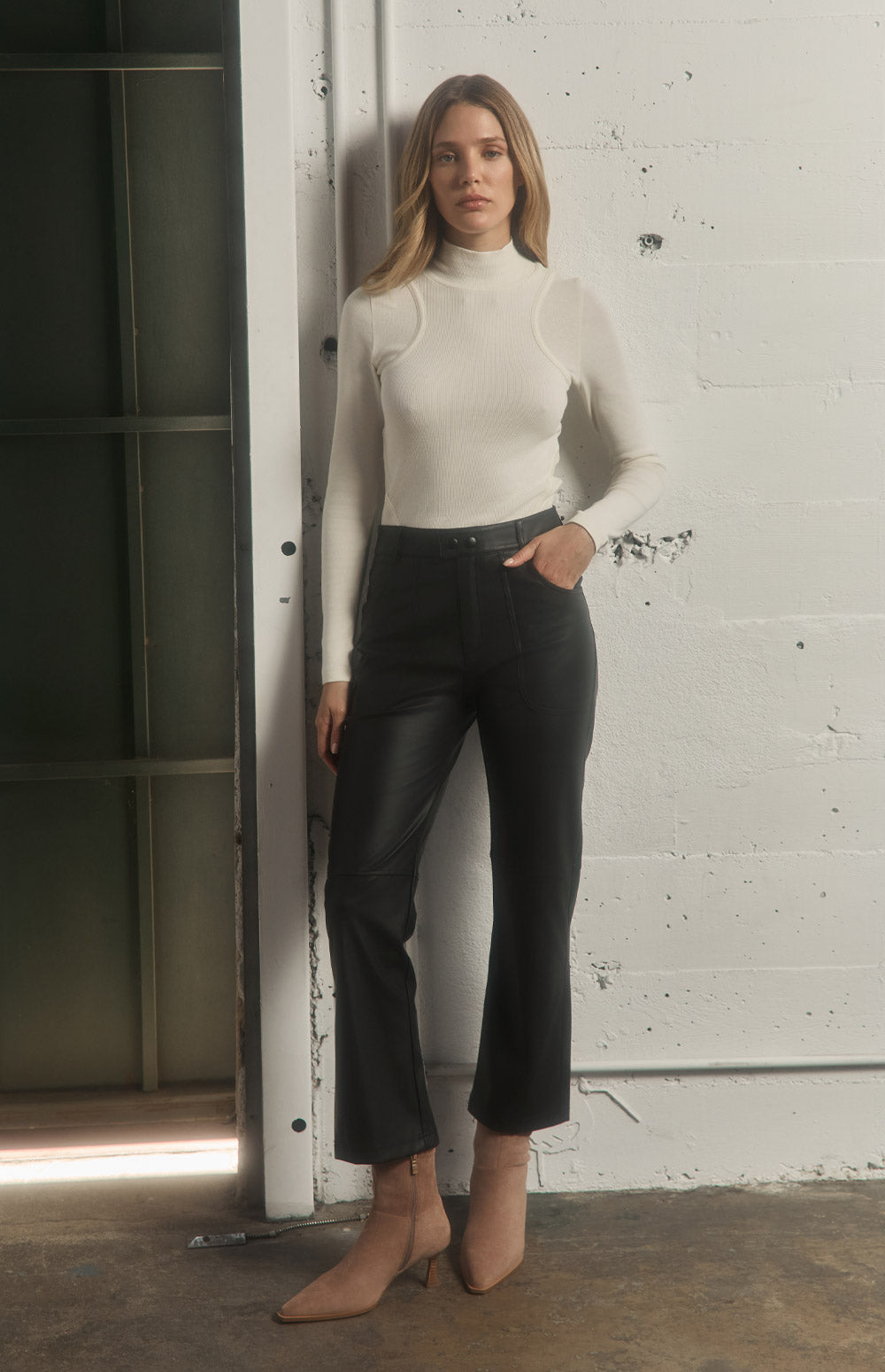 Alp N Rock Kennidy Pant, cropped flare black faux leather pant for women