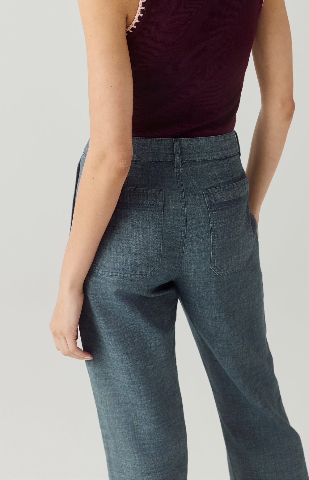 Alp N Rock Paige Pant, wide leg chambray pant for women with front pockets