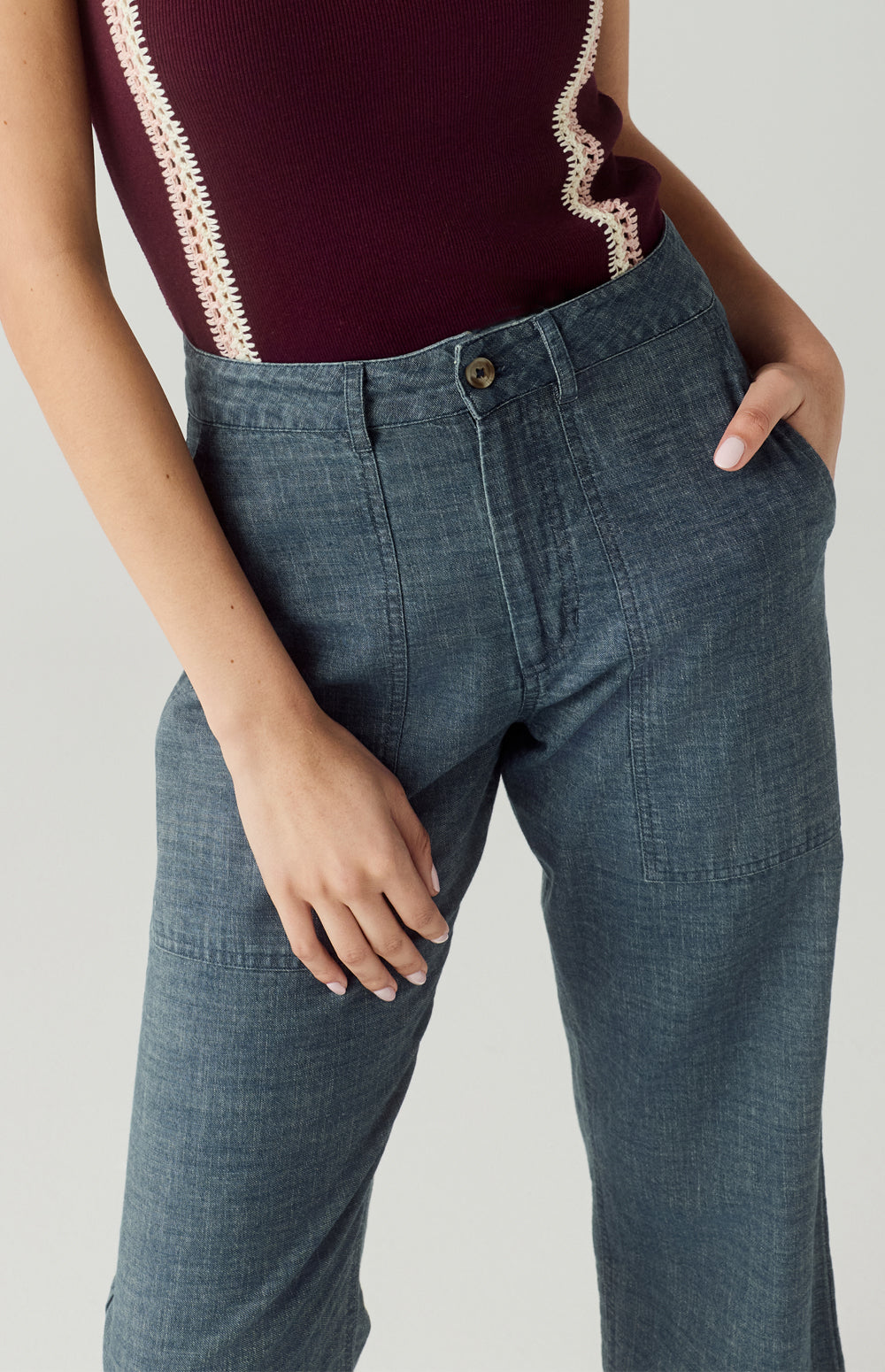 Alp N Rock Paige Pant, wide leg chambray pant for women with front pockets