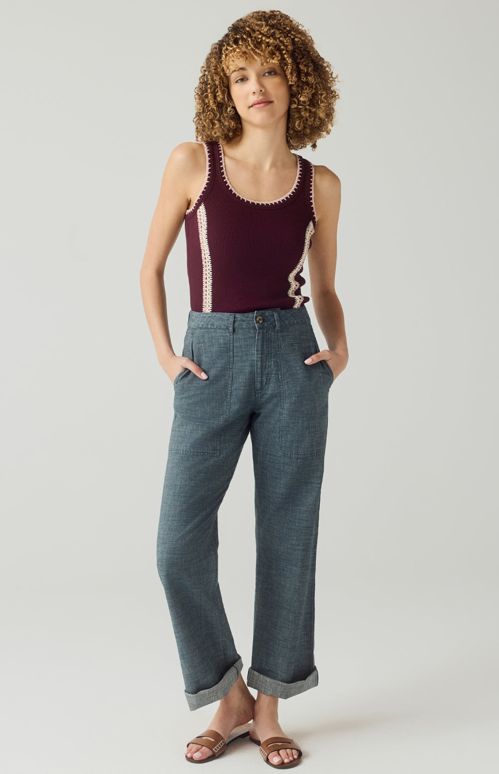Alp N Rock Paige Pant, wide leg chambray pant for women with front pockets
