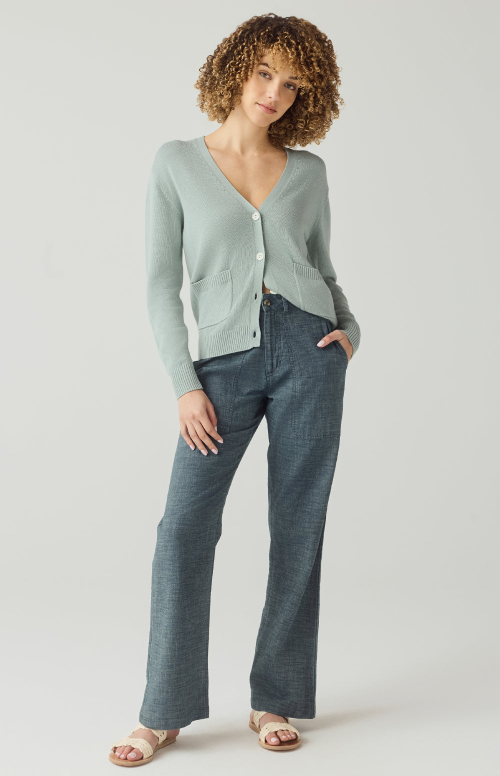 Alp N Rock Paige Pant, wide leg chambray pant for women with front pockets