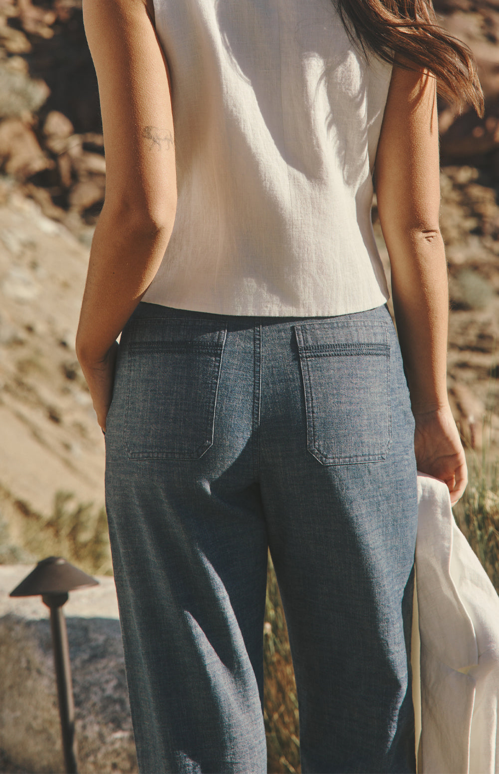 Alp N Rock Paige Pant, wide leg chambray pant for women with front pockets