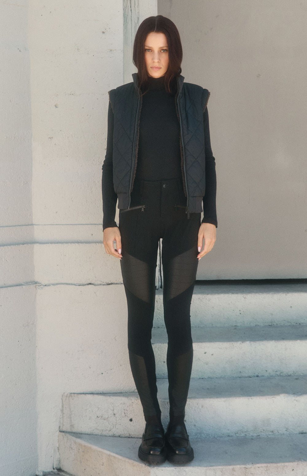 Alp N Rock Sloan Moto Pant, black moto pant for women with faux leather paneling