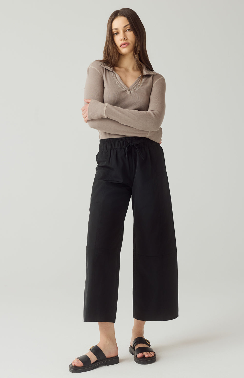 Alp N Rock Suki Pant, lightweight black wide leg cropped pant for women