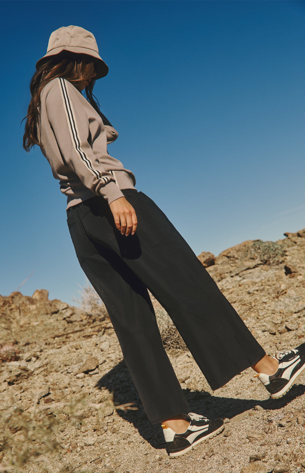 Alp N Rock Suki Pant, lightweight black wide leg cropped pant for women