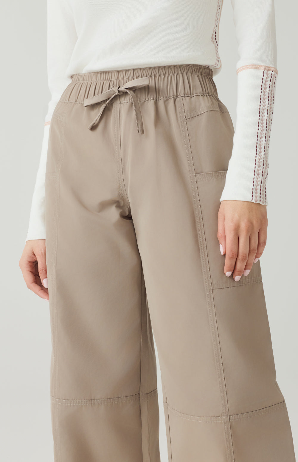 Alp N Rock Suki Pant, lightweight beige wide leg cropped pant for women