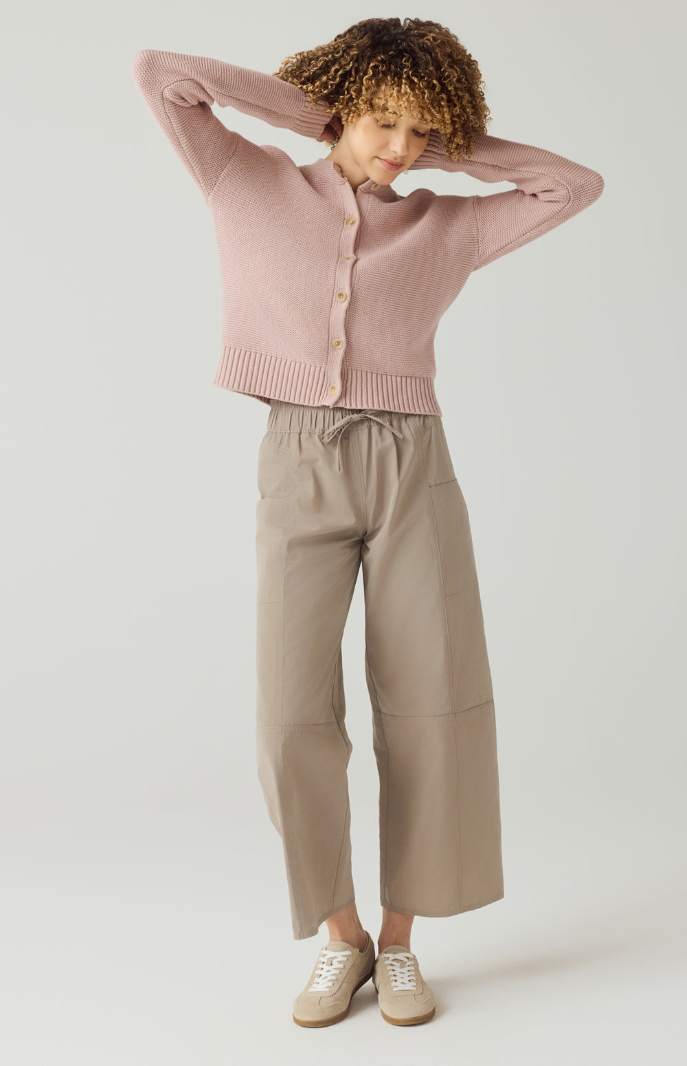 Alp N Rock Suki Pant, lightweight beige wide leg cropped pant for women