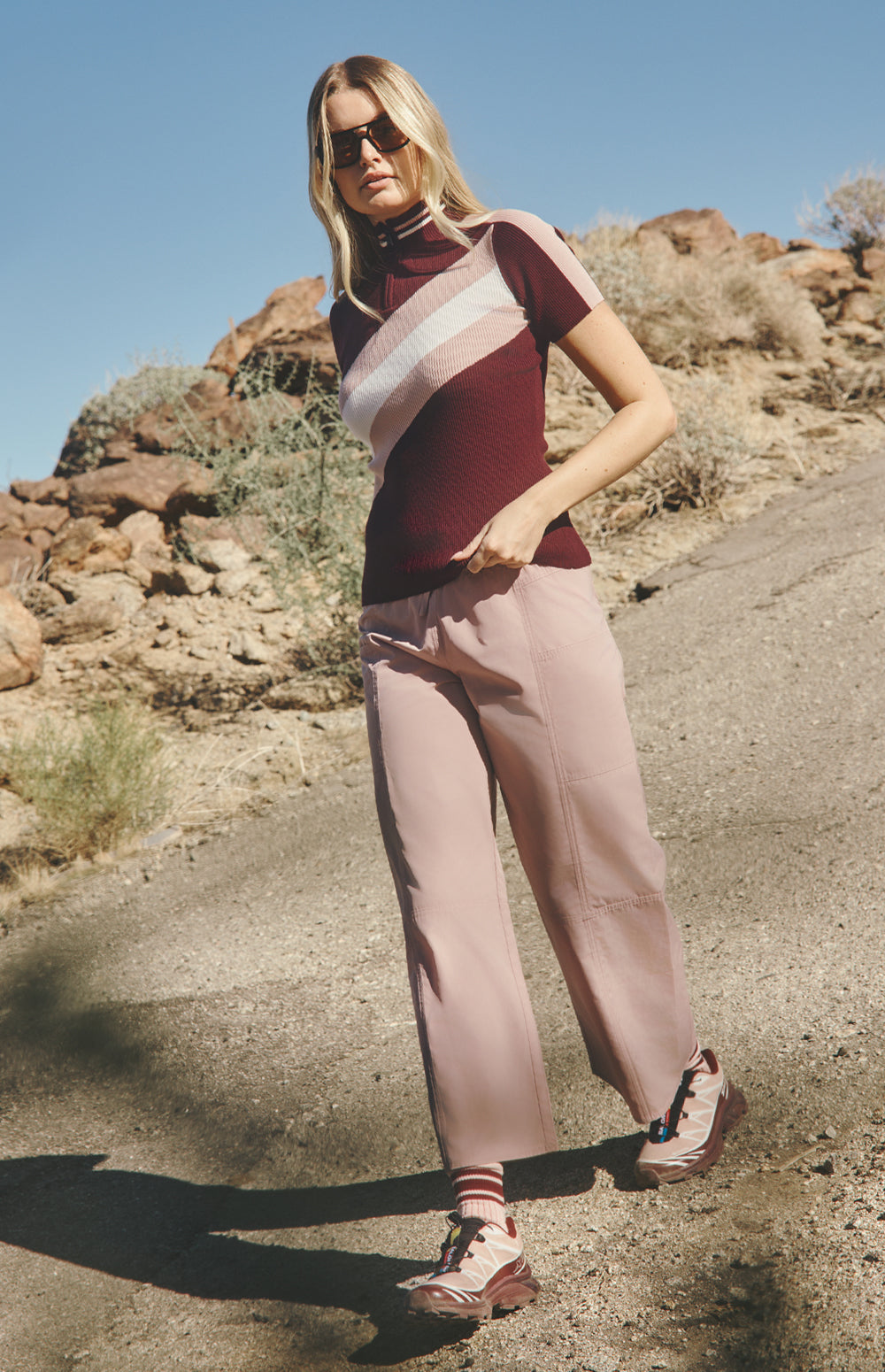 Alp N Rock Suki Pant, lightweight pink wide leg cropped pant for women