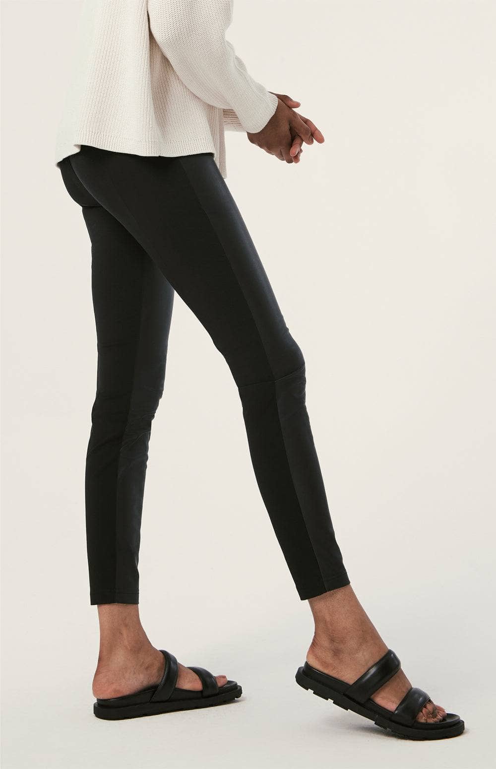 Alp N Rock Zurich Pant, Women's Black Faux Leather Pant with Stretch Fabric Back