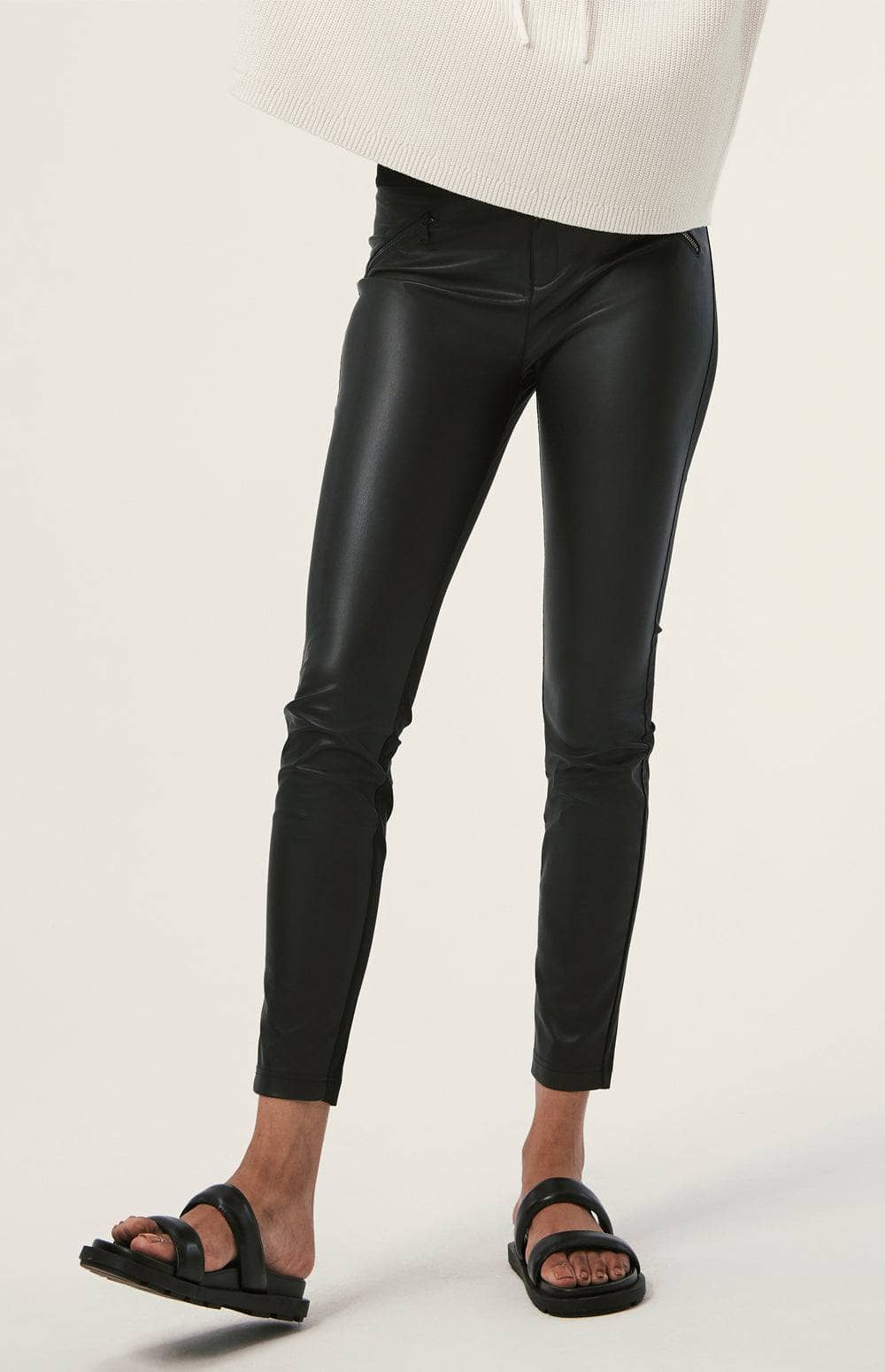 Alp N Rock Zurich Pant, Women's Black Faux Leather Pant with Stretch Fabric Back