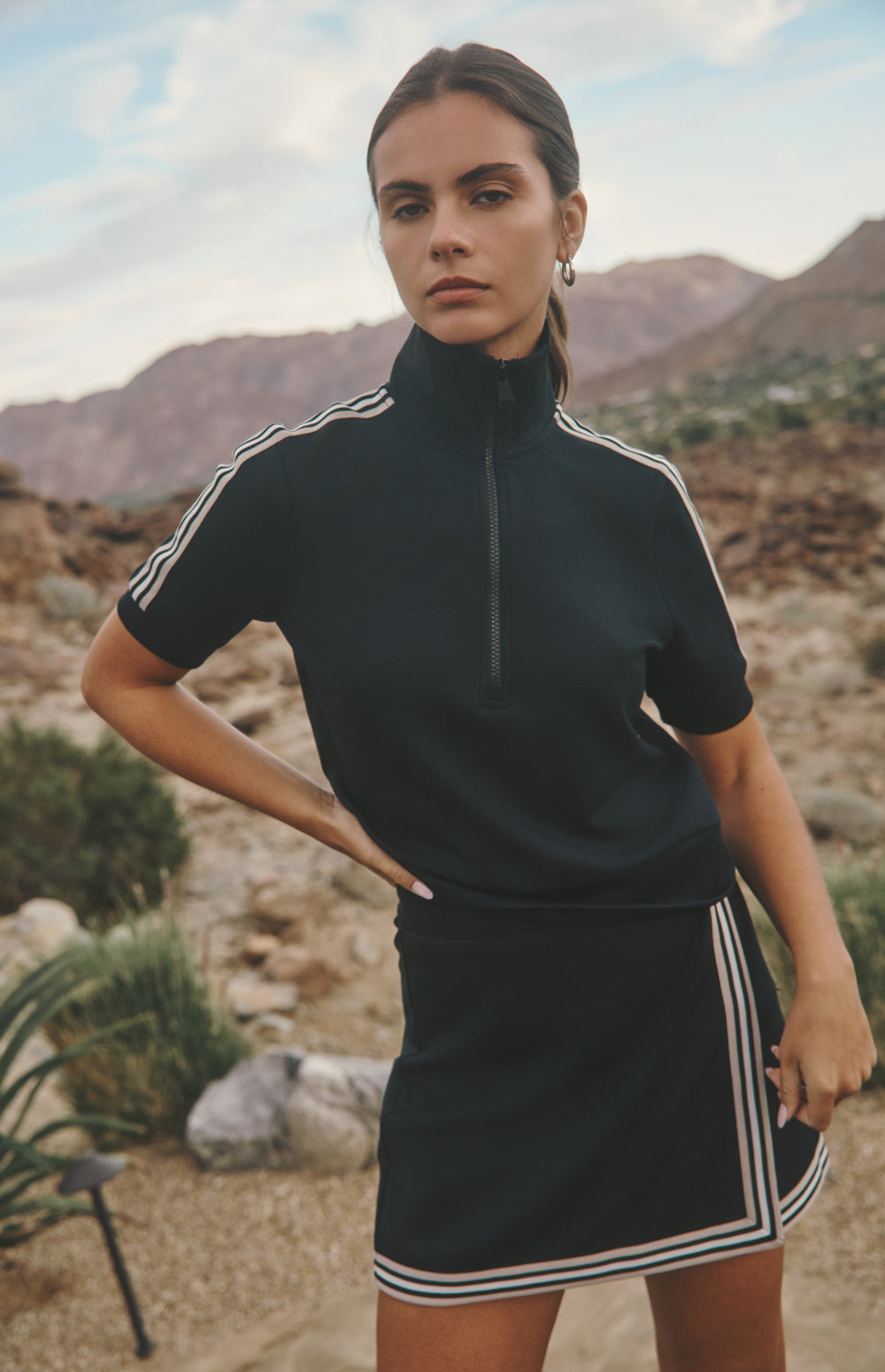 Alp N Rock Amari Half Zip, black mock neck half zip short sleeve shirt for women