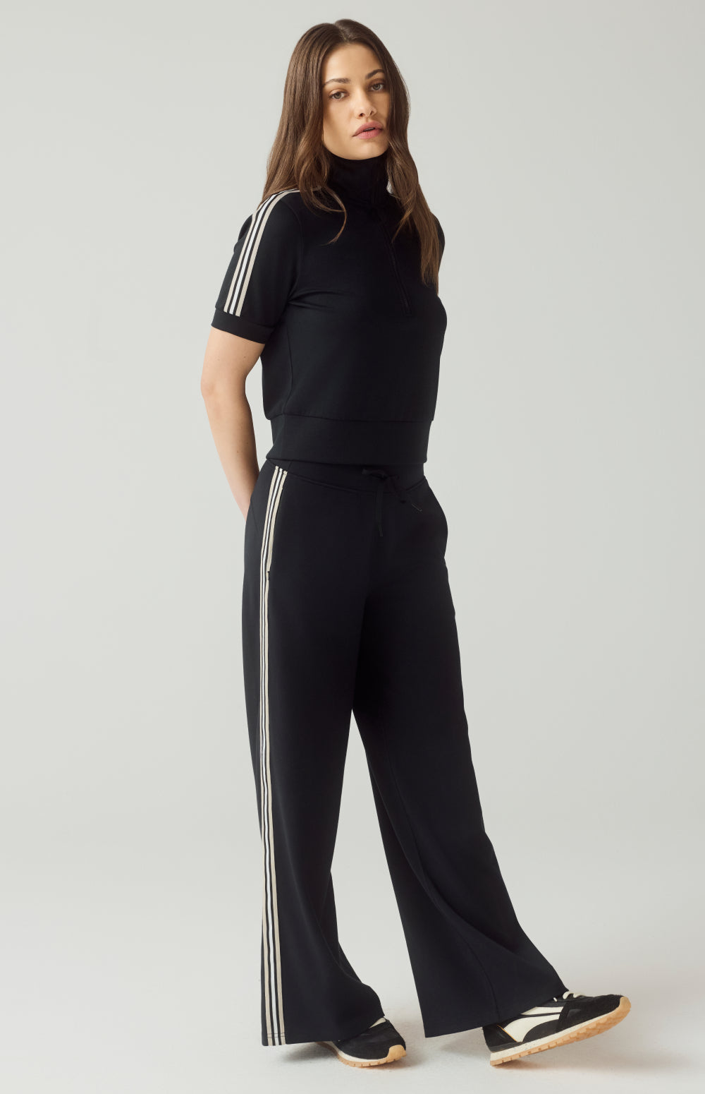 Alp N Rock Amari Half Zip, black mock neck half zip short sleeve shirt for women