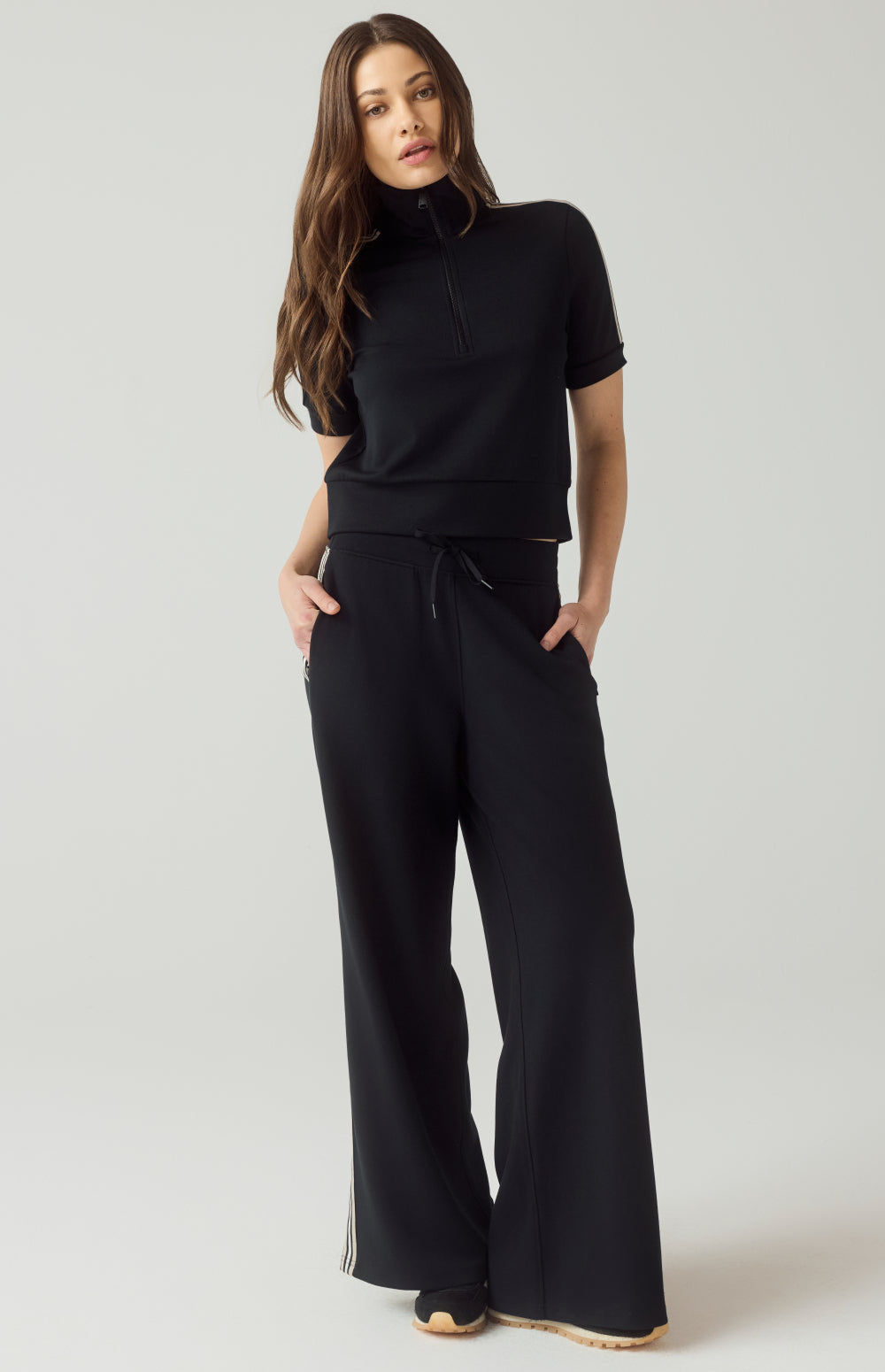 Alp N Rock Amari Half Zip, black mock neck half zip short sleeve shirt for women